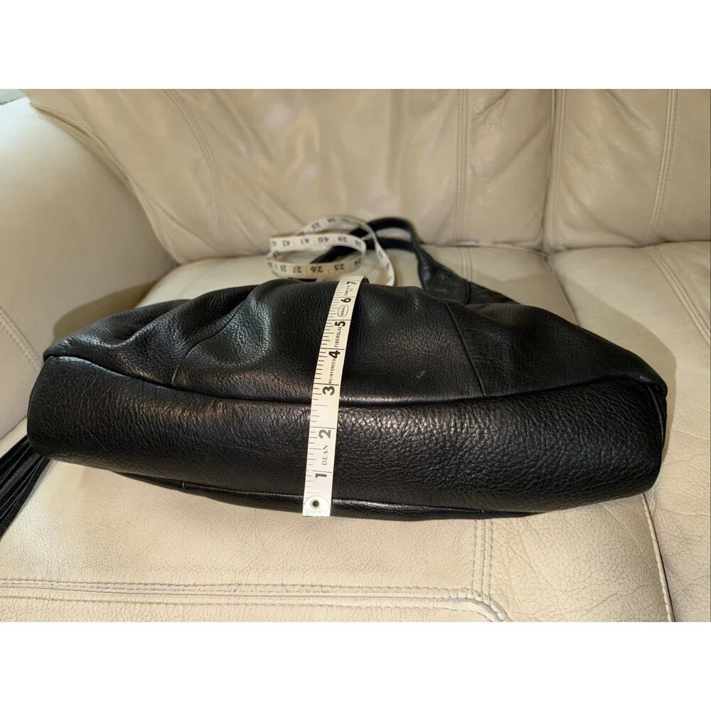 Sigrid Olsen Hobo Shoulder Leather Bag Black Tassel